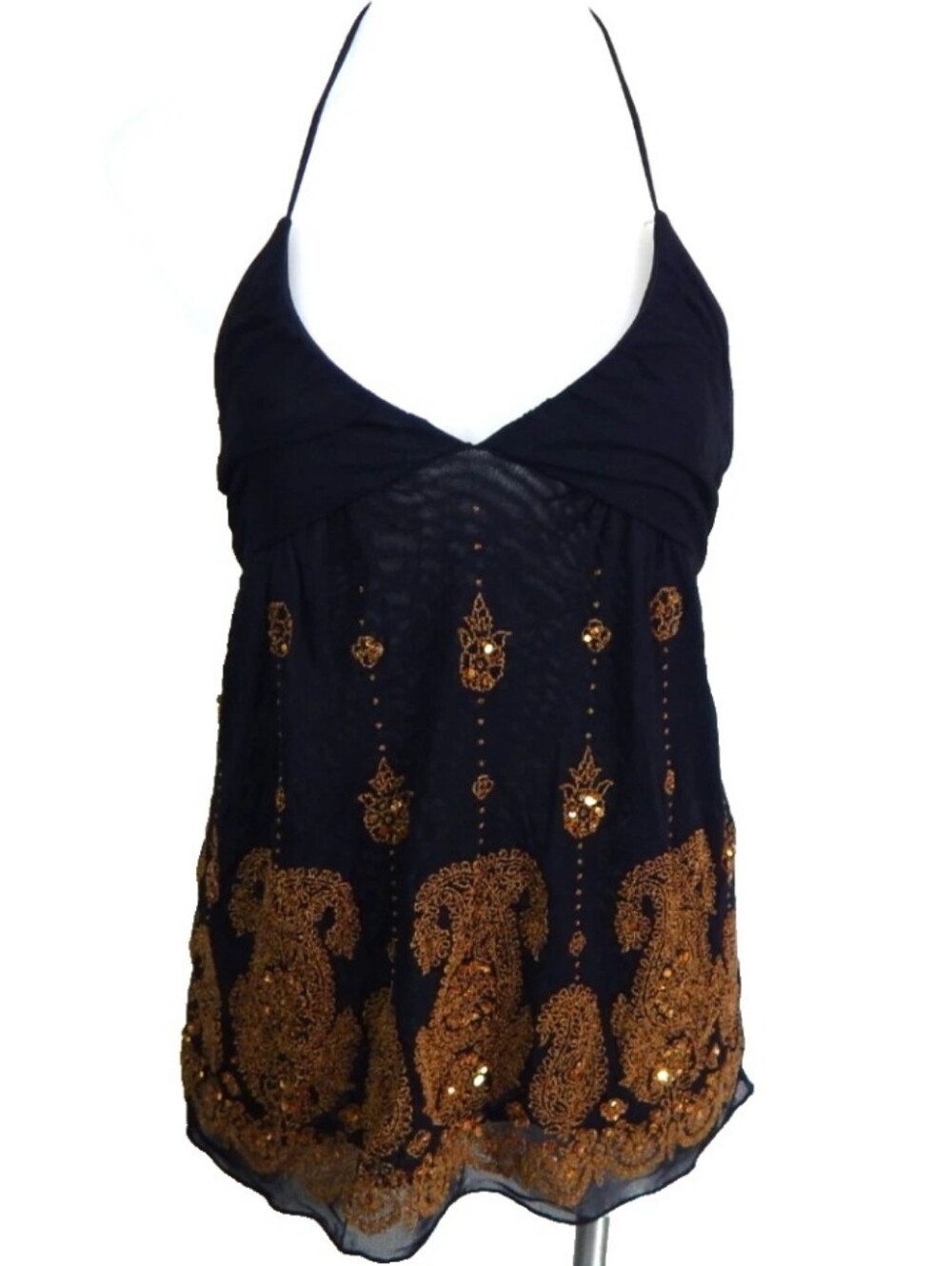 Dolled Up FANG Vintage Y2K Sheer Mesh Embellished Halter Top